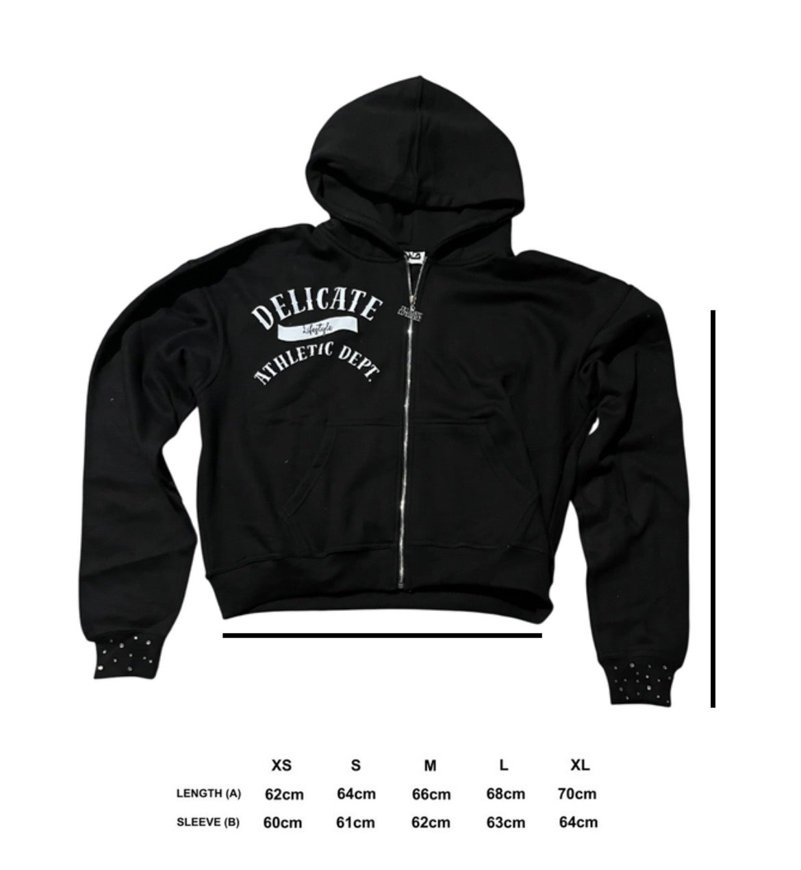 “STARLIGHT” Zip up Hoodie ( Black)