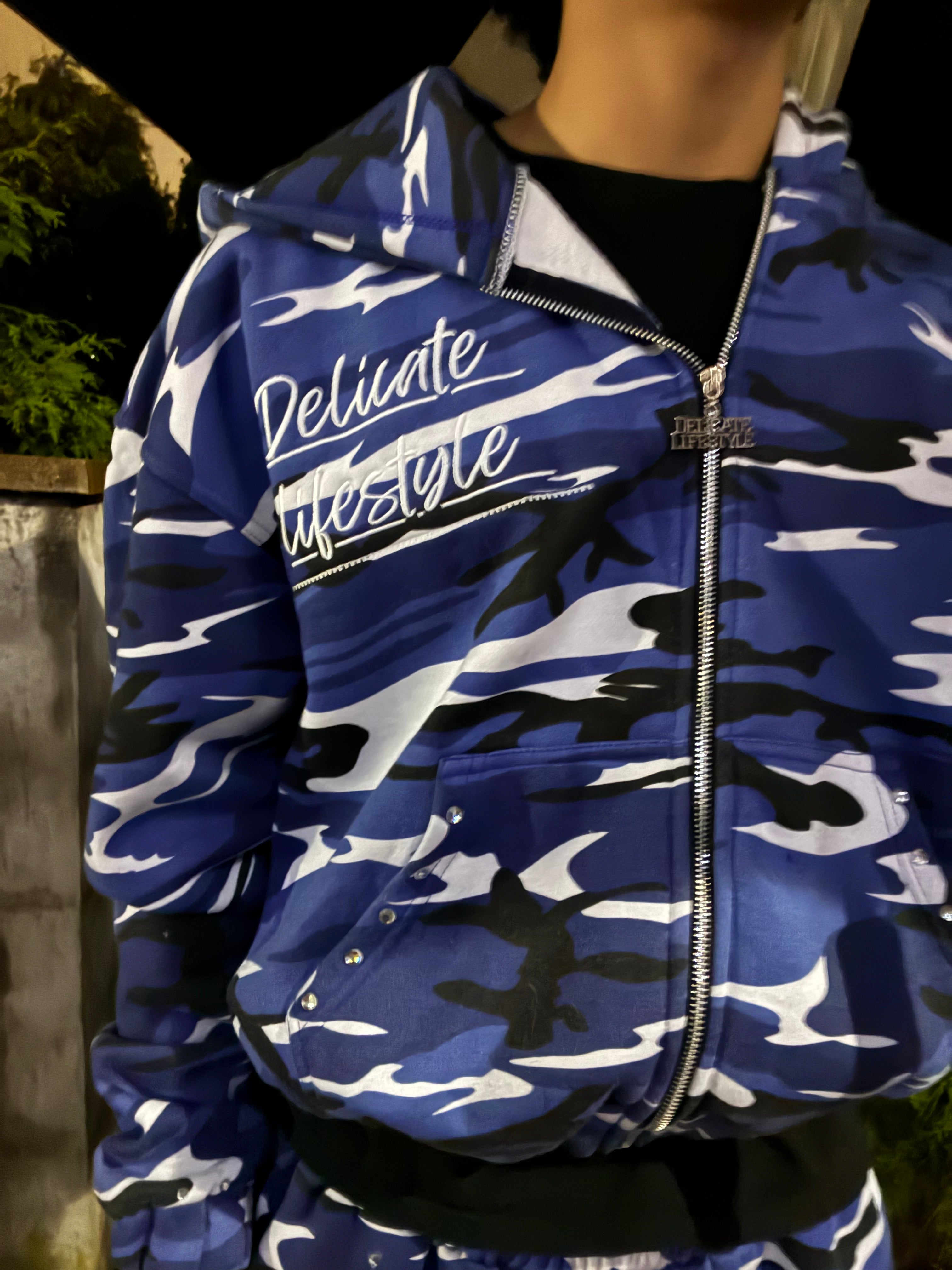 CAMO “ARCTIC DESERT” Zip up Hoodie (Blue)