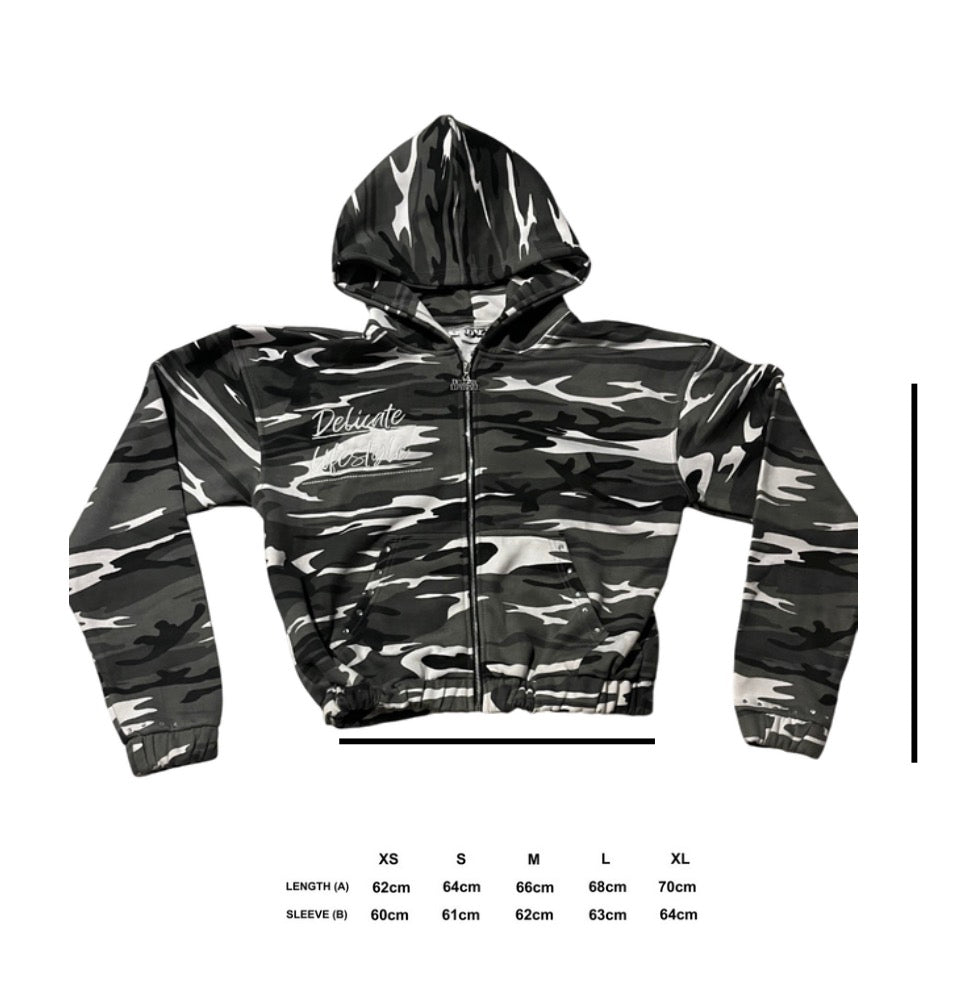 CAMO “CLOAK” Zip up Hoodie (Black/ Grey)